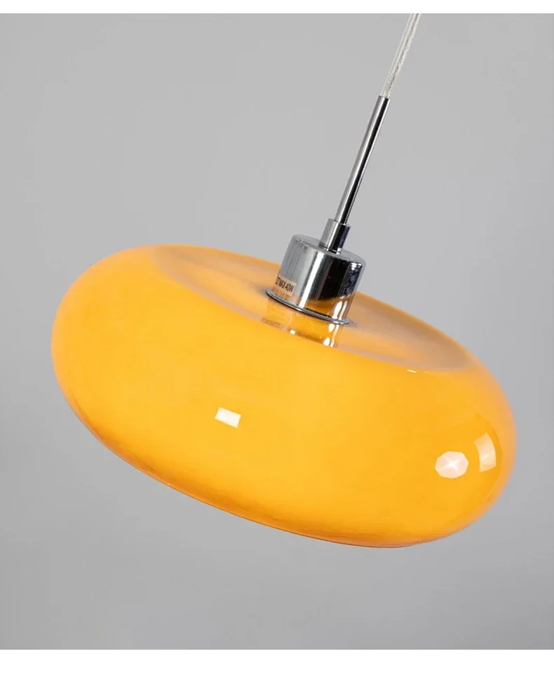 French Glass Pendant Light Orange/White Home Deco Chandelier Living Room Restaurant Bedroom Study Indoor Decoration Hanging Lamp