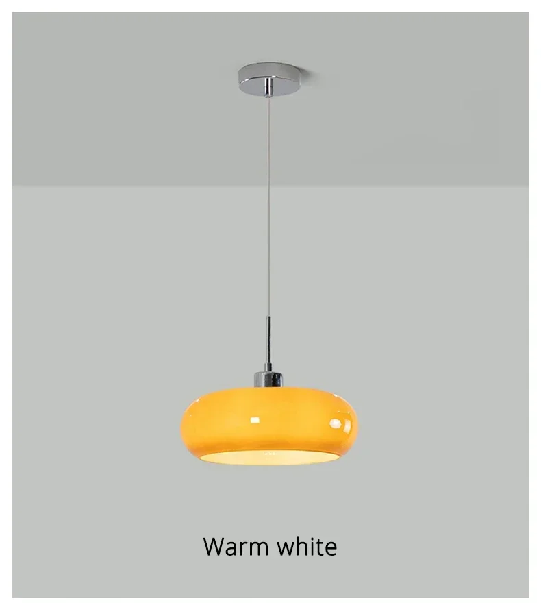 French Glass Pendant Light Orange/White Home Deco Chandelier Living Room Restaurant Bedroom Study Indoor Decoration Hanging Lamp