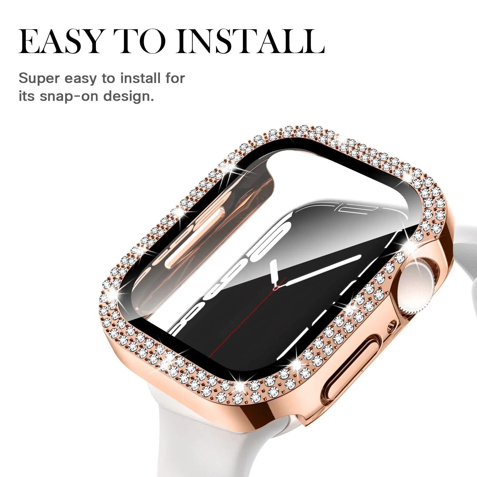 Glass+Diamond Cover For Apple watch case 46mm 40mm 44mm 41mm 42mm 45mm Bling Bumper Protector iWatch Series 11 10 9 SE 7 8 case