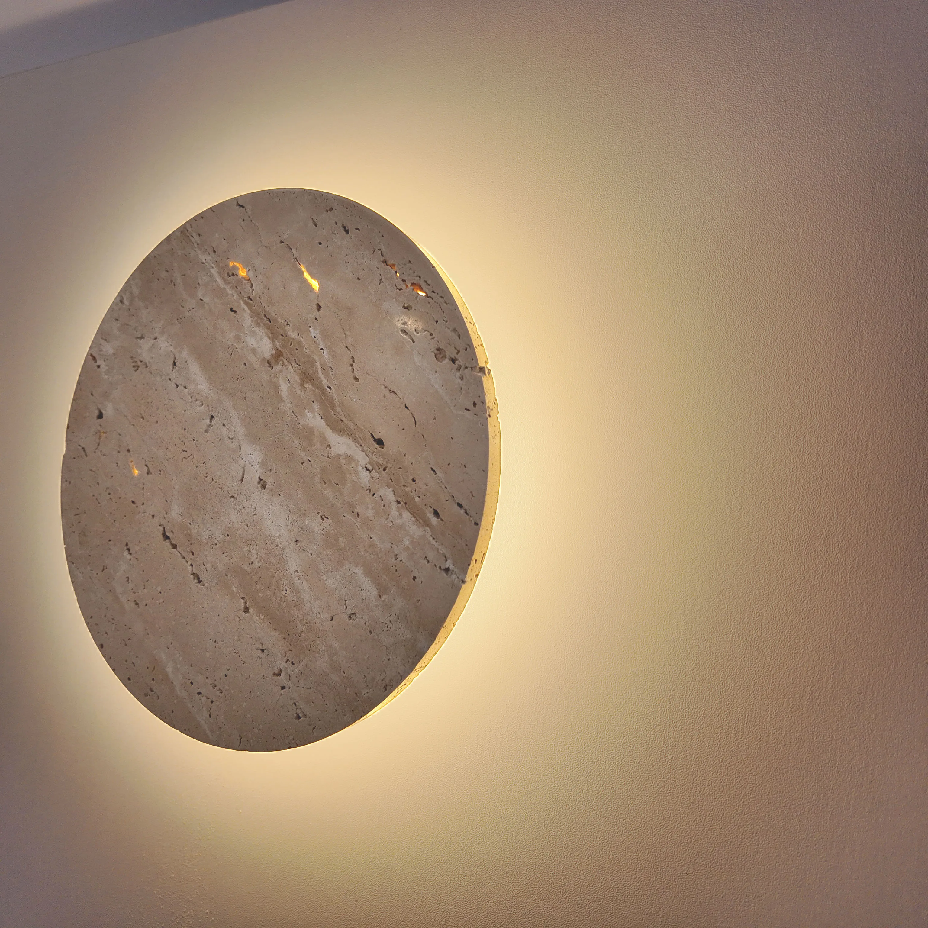Luma Wabi-Sabi Yellow Travertine Wall Light, Natural Stone LED Wall Sconce Lamp for Bedroom Bedside, Aisle, Stair Home Deocr