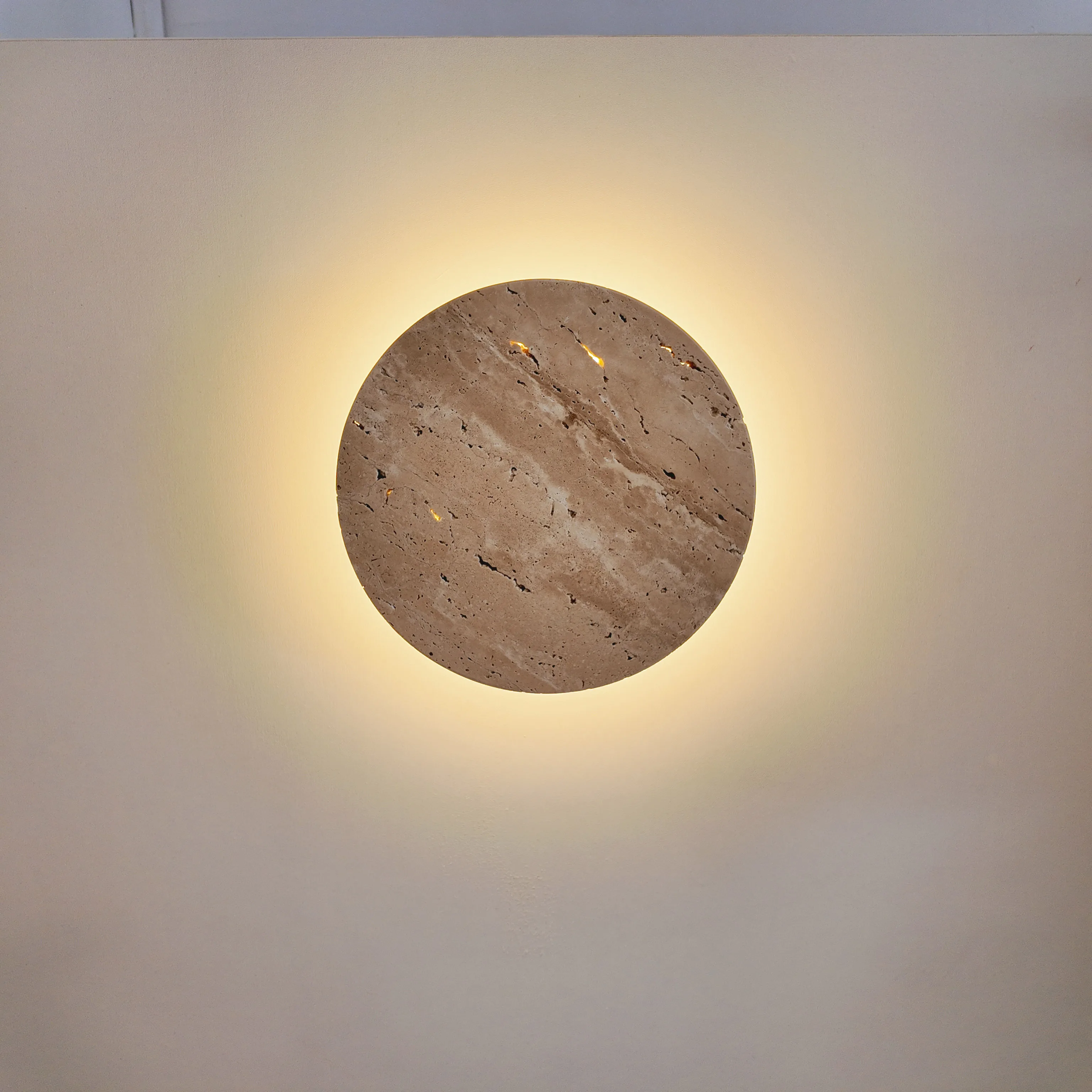 Luma Wabi-Sabi Yellow Travertine Wall Light, Natural Stone LED Wall Sconce Lamp for Bedroom Bedside, Aisle, Stair Home Deocr