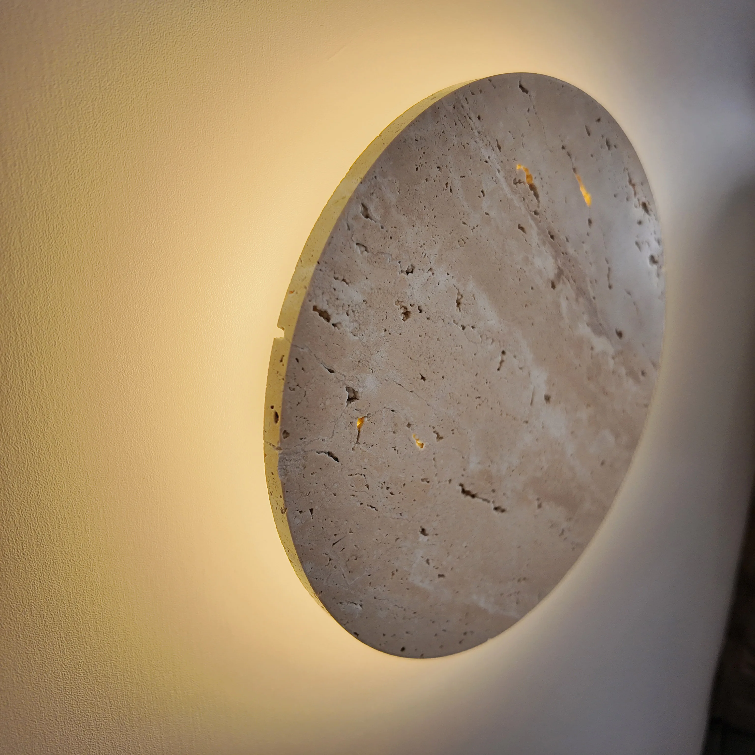 Luma Wabi-Sabi Yellow Travertine Wall Light, Natural Stone LED Wall Sconce Lamp for Bedroom Bedside, Aisle, Stair Home Deocr