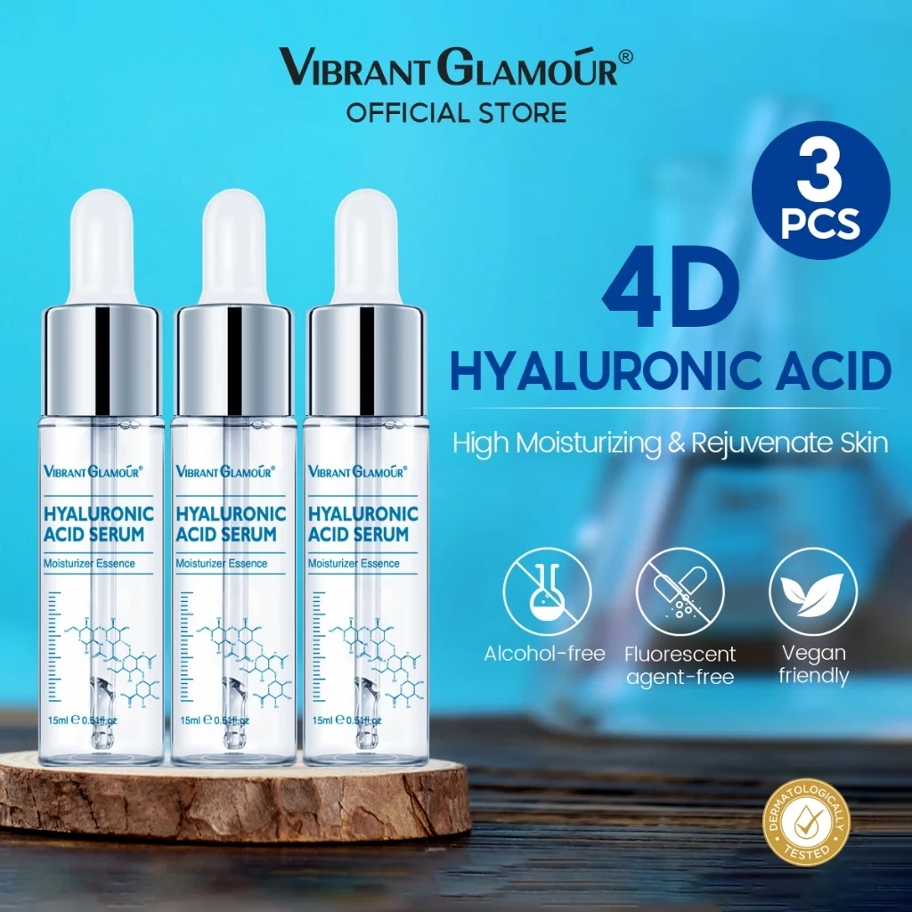 VIBRANT GLAMOUR Hyaluronic Acid Face Serum Skin Care 15ml*3pcs