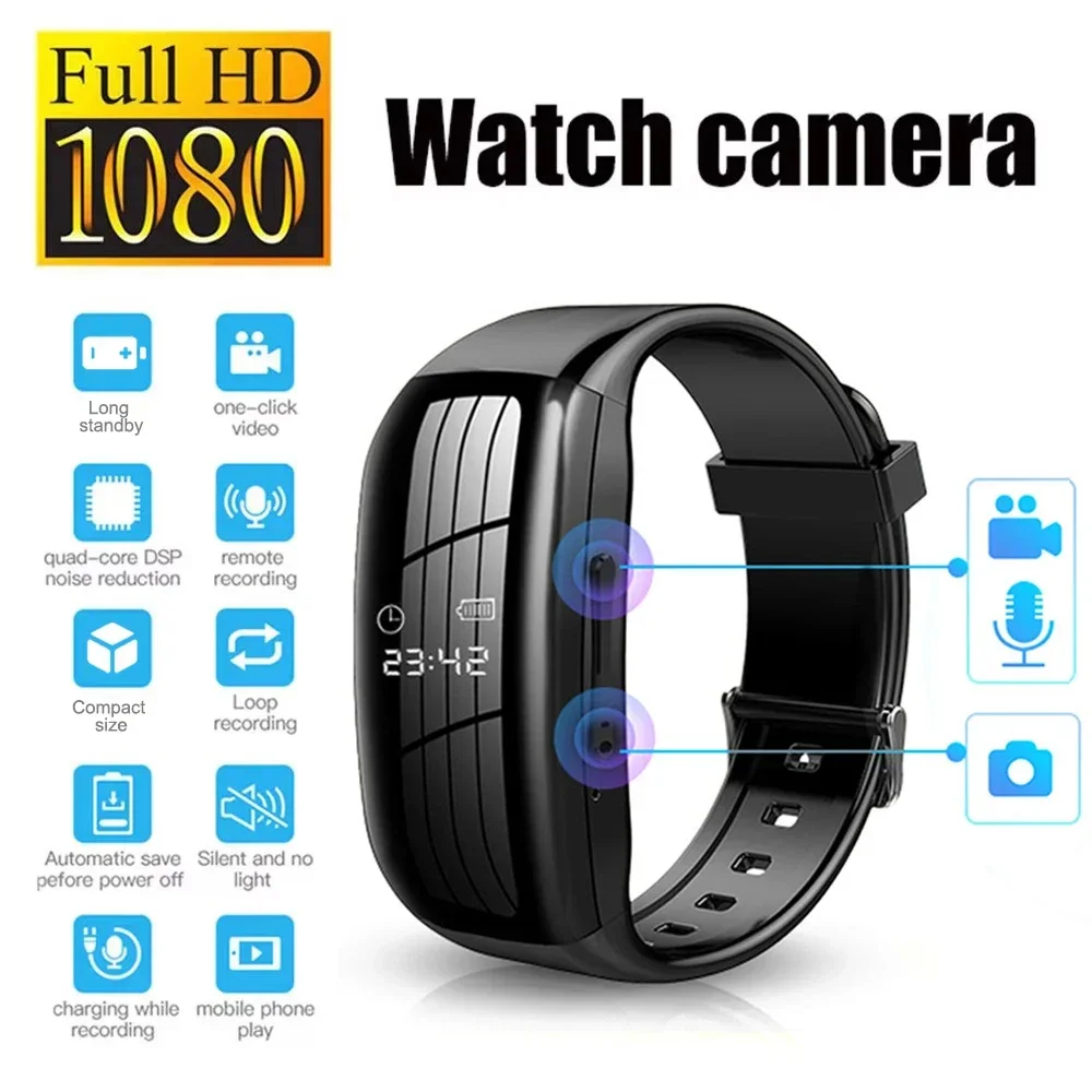 1080P HD Action Camera Professional Recorder Watch Sports Video Voice Protable Watch Mini Cam Suitable for Outdoor Meeting