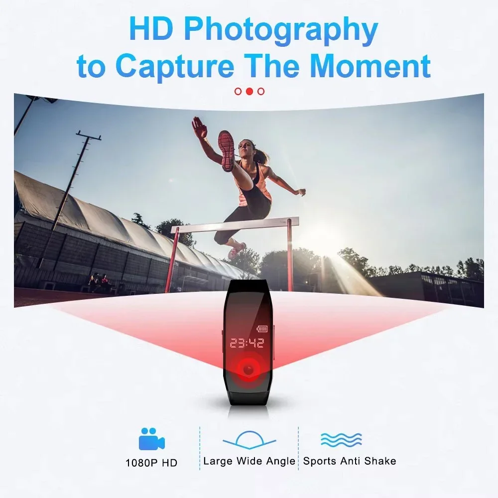 1080P HD Action Camera Professional Recorder Watch Sports Video Voice Protable Watch Mini Cam Suitable for Outdoor Meeting
