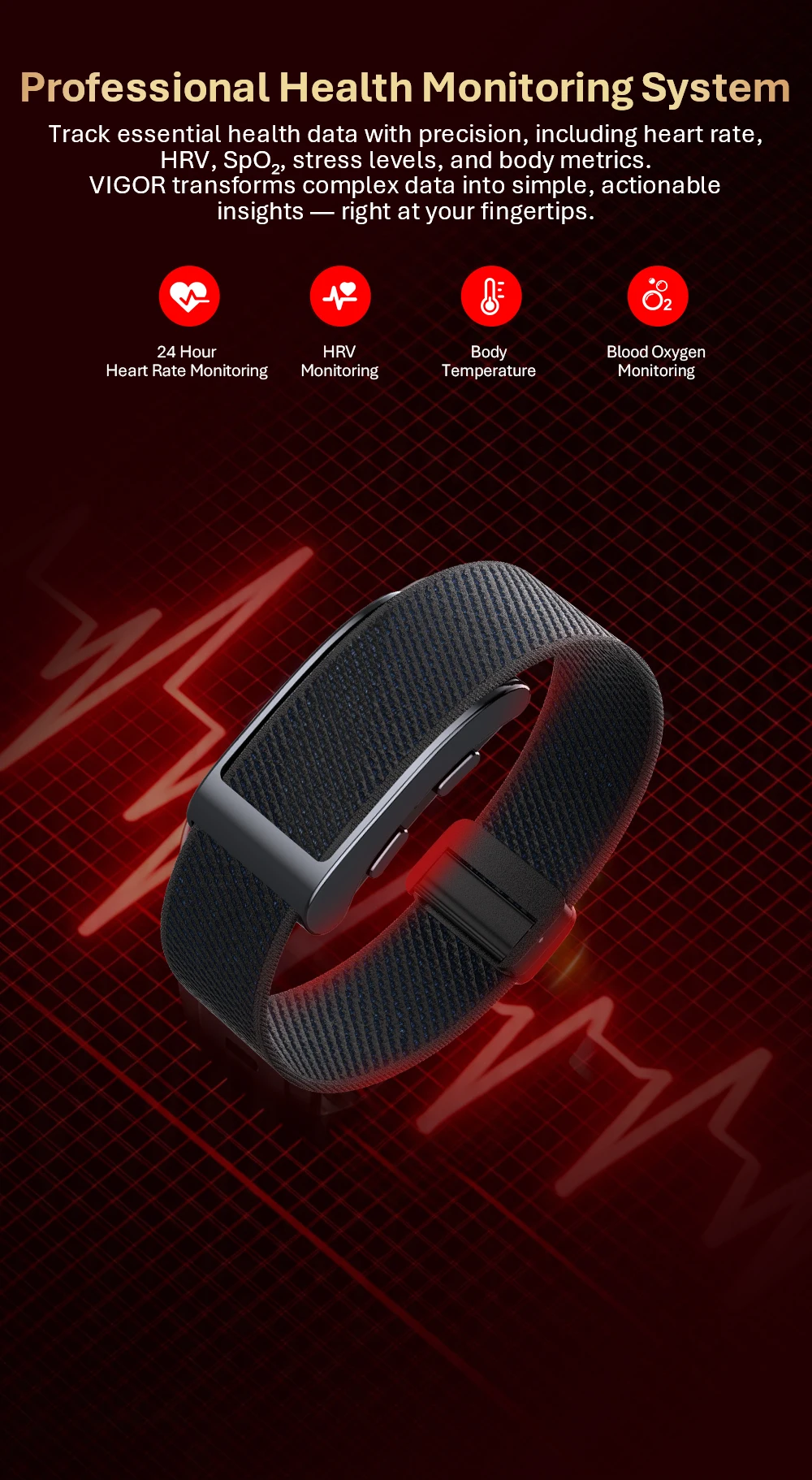 VALDUS VIGOR GPS Smart Bracelet Man Woman SOS Fall Detection Safety Guardian Heart Rate Fitness Tracker New NO Screen Smartwatch