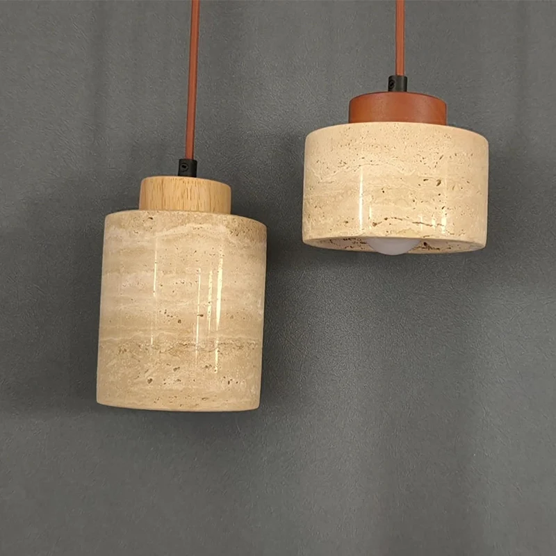 Japanese Modern Designer Wabi-Sabai Bedroom Bedside Lighting Bar B&B Yellow Cave Stone Chandelier Bedside Hanging Wire Lamp