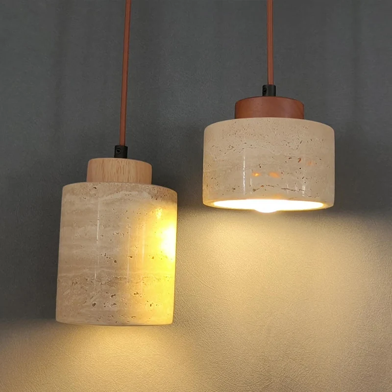 Japanese Modern Designer Wabi-Sabai Bedroom Bedside Lighting Bar B&B Yellow Cave Stone Chandelier Bedside Hanging Wire Lamp