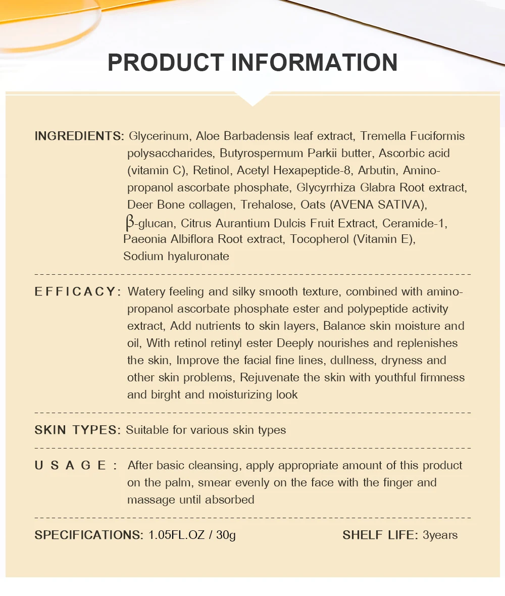 VIBRANT GLAMOUR Retinol Face Cream Moisturizing Brightening