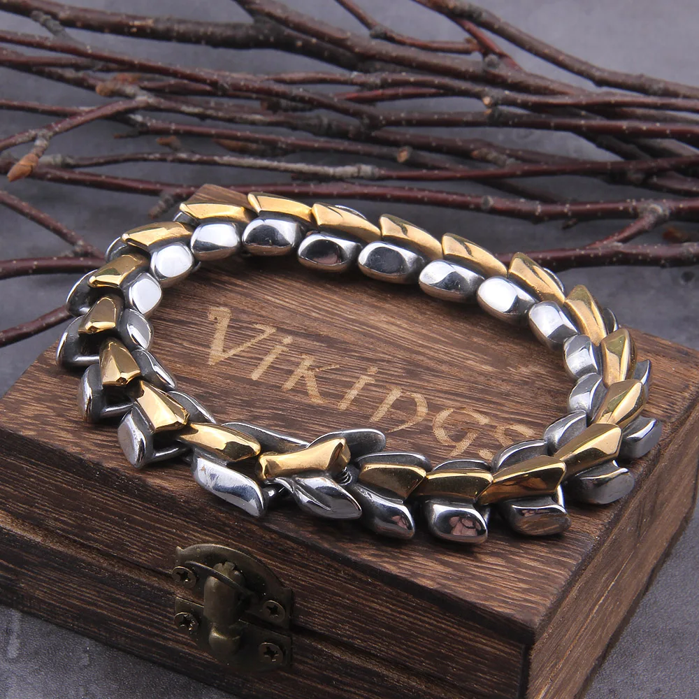 Viking Ouroboros vintage punk bracelet for men stainless steel fashion Jewelry hippop street culture