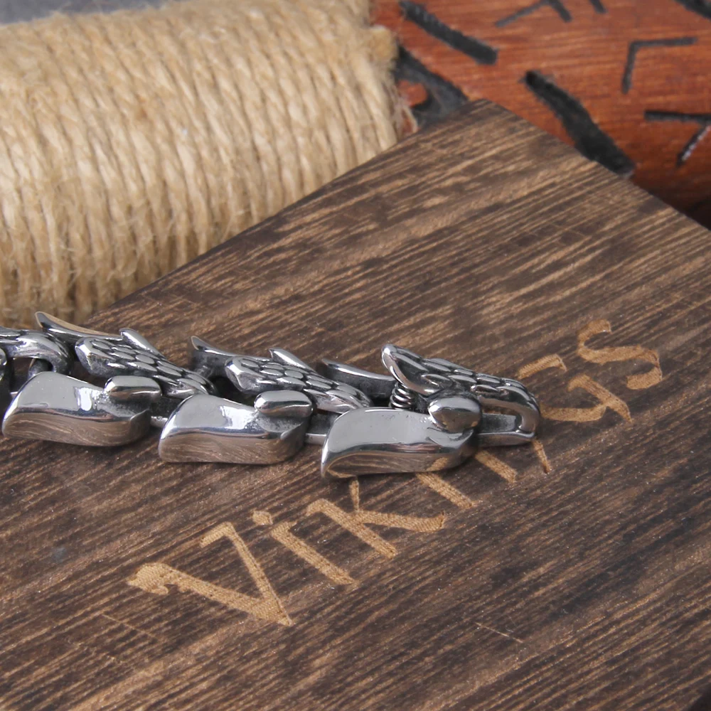 Viking Ouroboros vintage punk bracelet for men stainless steel fashion Jewelry hippop street culture