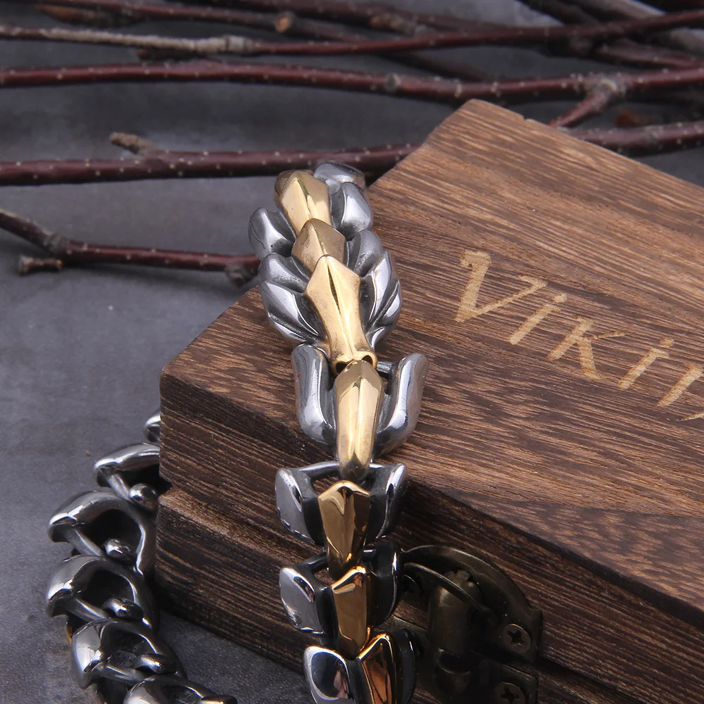 Viking Ouroboros vintage punk bracelet for men stainless steel fashion Jewelry hippop street culture