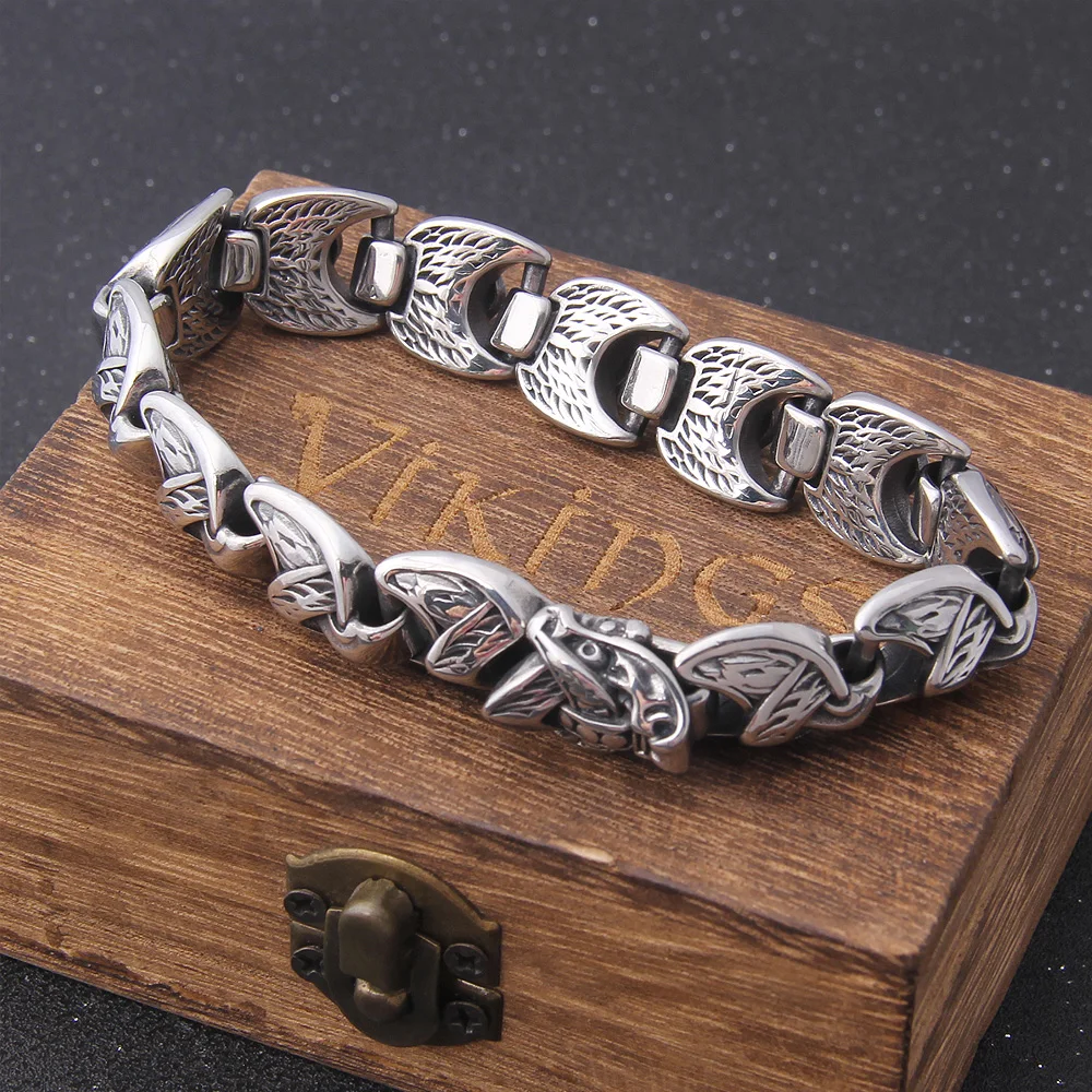 Viking Ouroboros vintage punk bracelet for men stainless steel fashion Jewelry hippop street culture