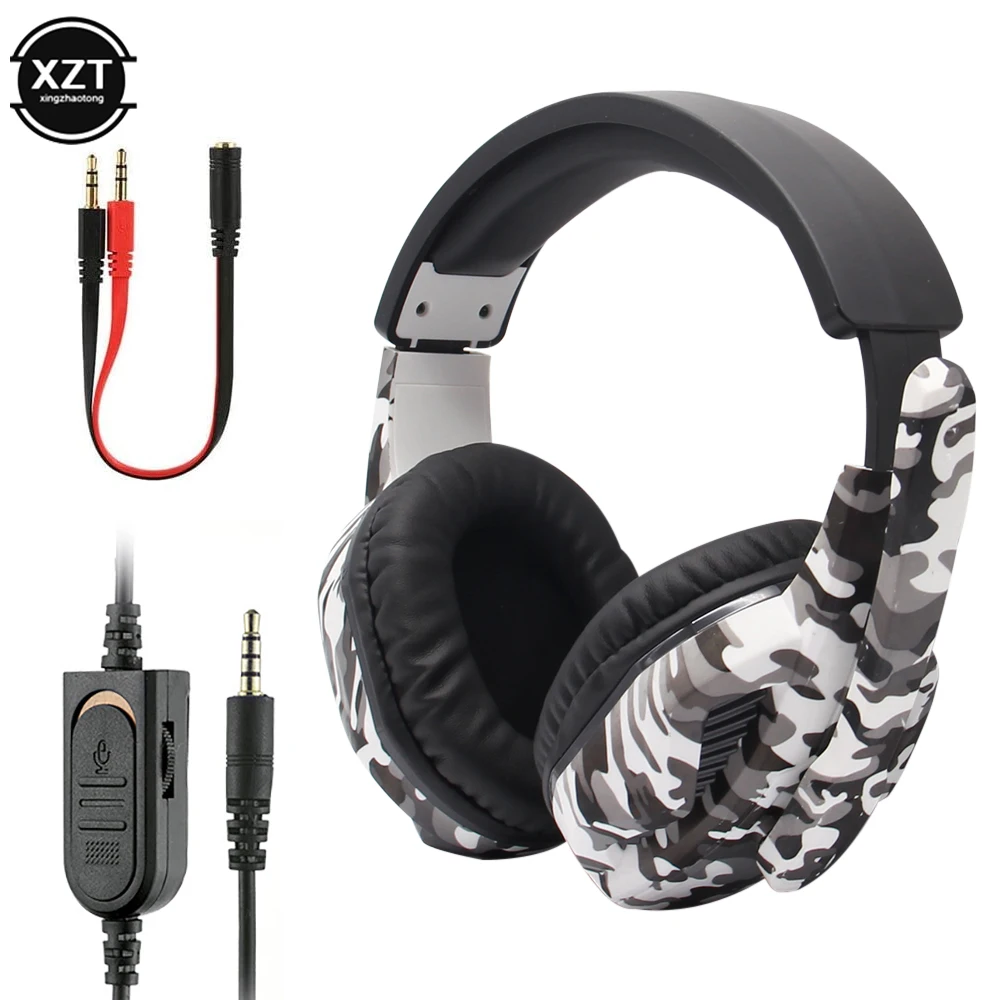 Camouflage Gaming Headset 3.5mm AUX Jack Wired Headphones Gamer Cool Game Headphone With Microphone ForPS4 ForXbox One PC Phone