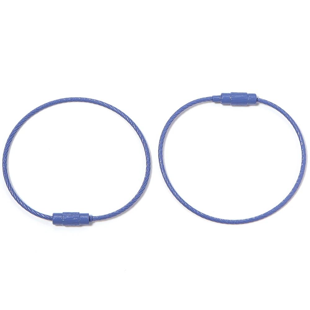 10pcs/lot Stainless Steel Wire Keychains Colorful Round Cable Loop Screw Lock Rope Rings For DIY Keyrings Key Chains Accessories