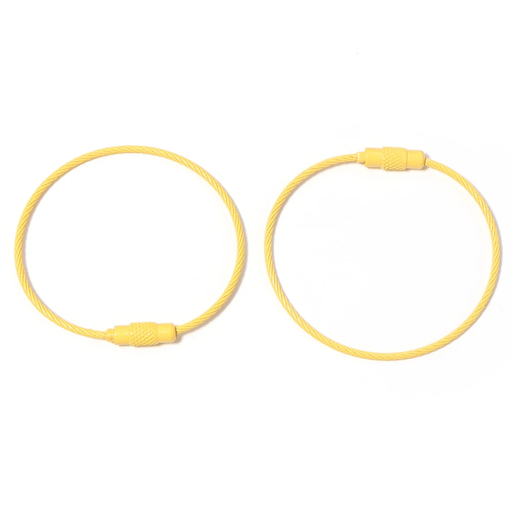 10pcs/lot Stainless Steel Wire Keychains Colorful Round Cable Loop Screw Lock Rope Rings For DIY Keyrings Key Chains Accessories