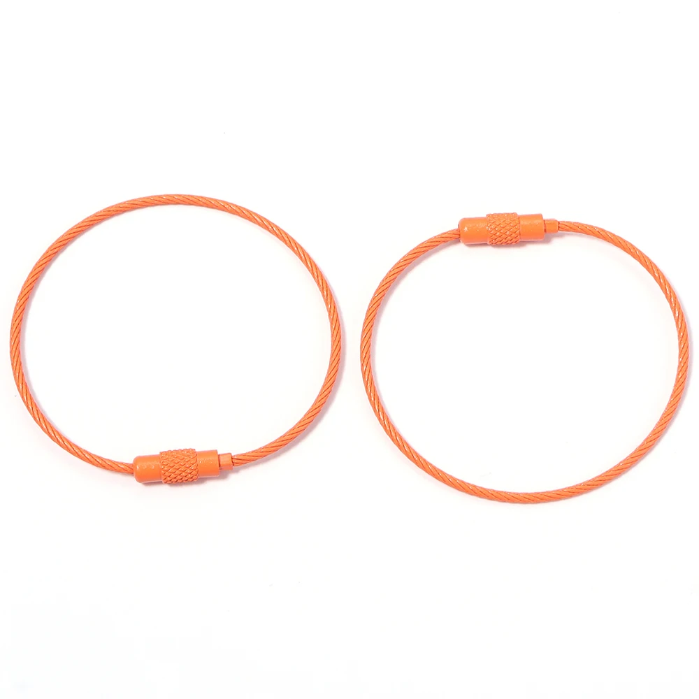 10pcs/lot Stainless Steel Wire Keychains Colorful Round Cable Loop Screw Lock Rope Rings For DIY Keyrings Key Chains Accessories