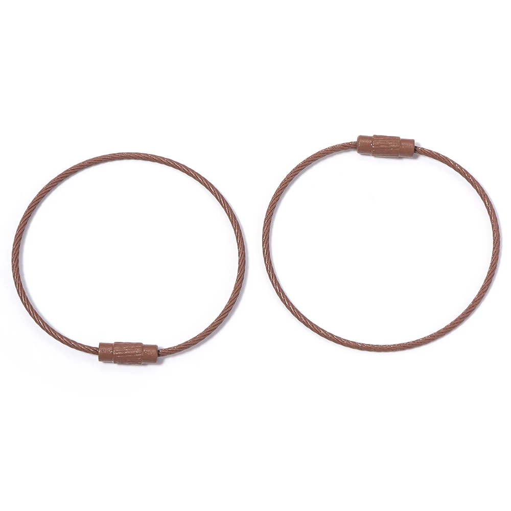 10pcs/lot Stainless Steel Wire Keychains Colorful Round Cable Loop Screw Lock Rope Rings For DIY Keyrings Key Chains Accessories
