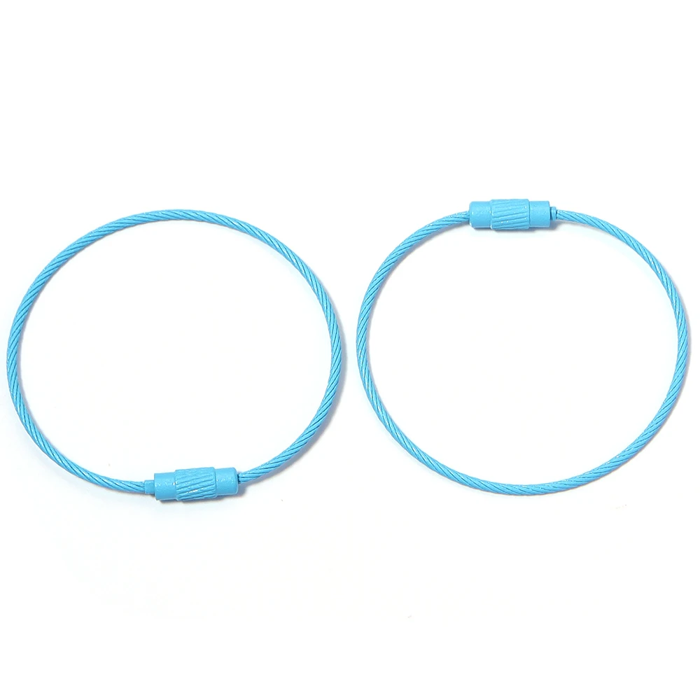 10pcs/lot Stainless Steel Wire Keychains Colorful Round Cable Loop Screw Lock Rope Rings For DIY Keyrings Key Chains Accessories