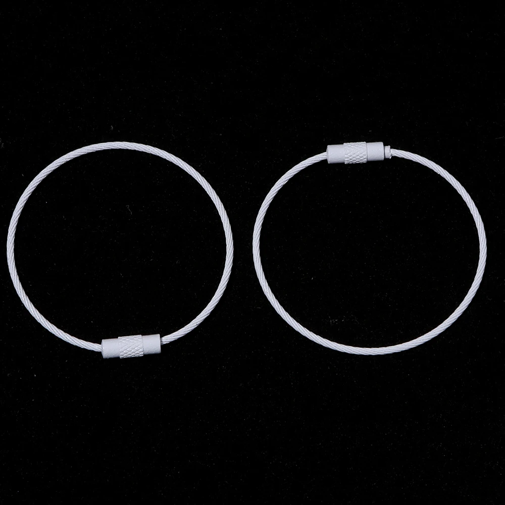 10pcs/lot Stainless Steel Wire Keychains Colorful Round Cable Loop Screw Lock Rope Rings For DIY Keyrings Key Chains Accessories