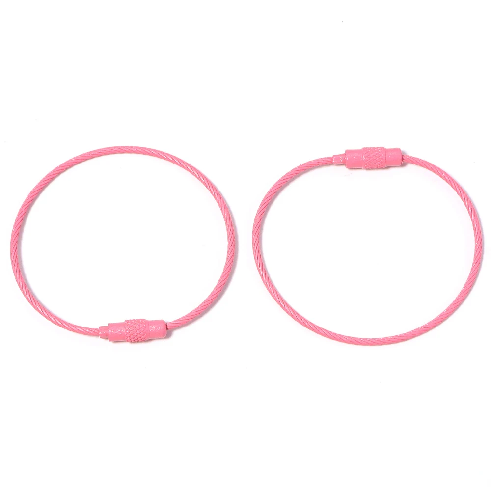 10pcs/lot Stainless Steel Wire Keychains Colorful Round Cable Loop Screw Lock Rope Rings For DIY Keyrings Key Chains Accessories