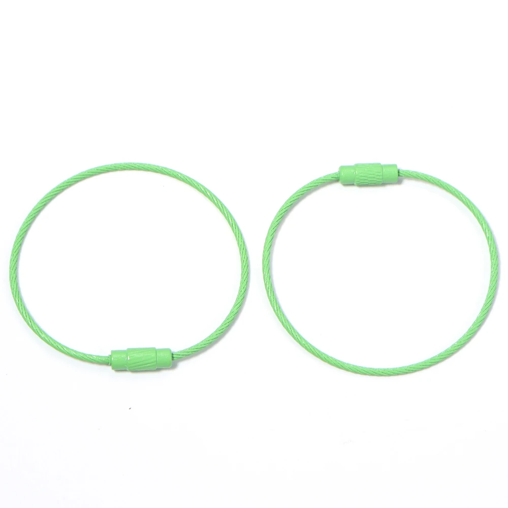 10pcs/lot Stainless Steel Wire Keychains Colorful Round Cable Loop Screw Lock Rope Rings For DIY Keyrings Key Chains Accessories