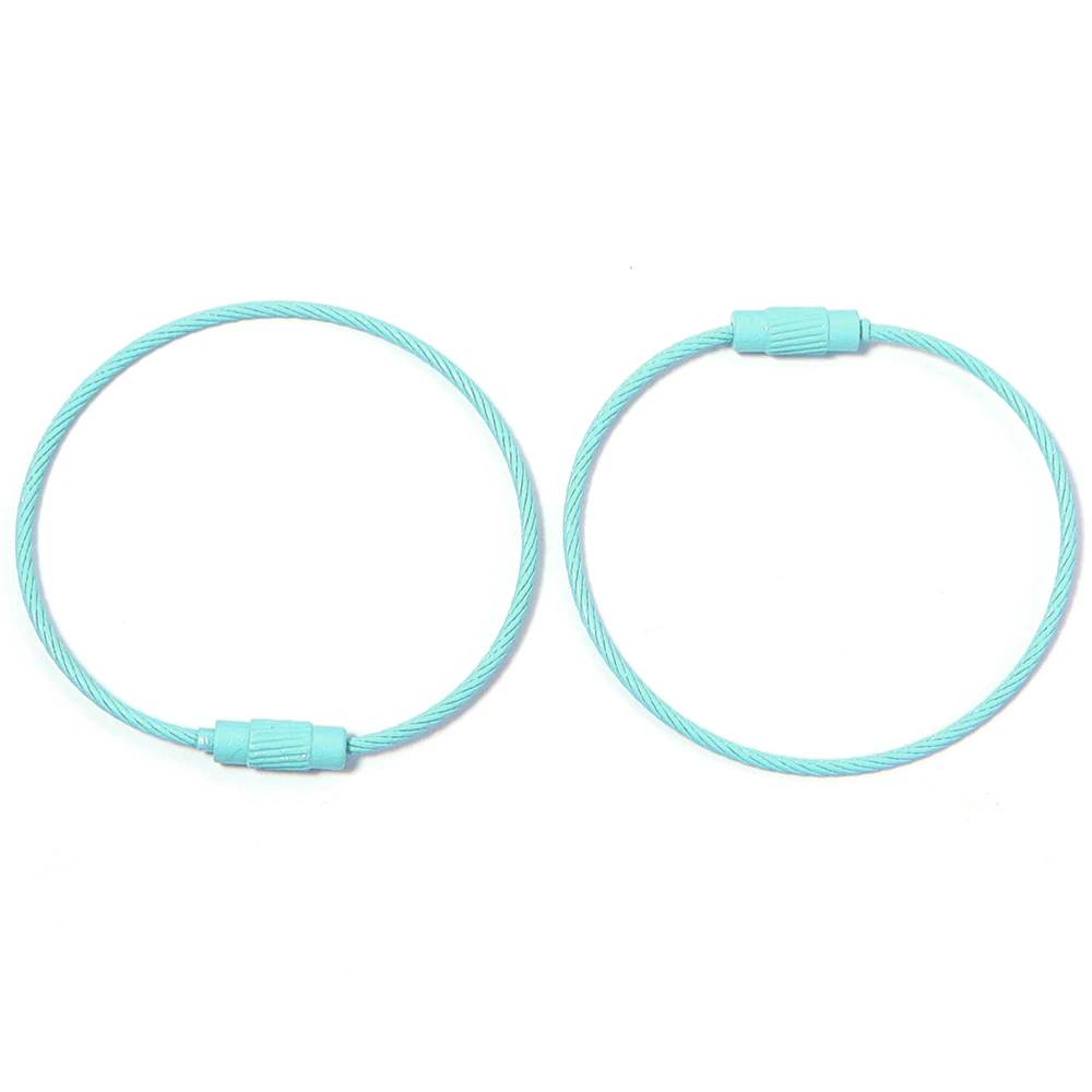 10pcs/lot Stainless Steel Wire Keychains Colorful Round Cable Loop Screw Lock Rope Rings For DIY Keyrings Key Chains Accessories