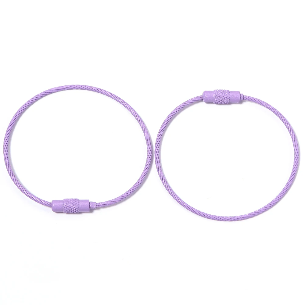 10pcs/lot Stainless Steel Wire Keychains Colorful Round Cable Loop Screw Lock Rope Rings For DIY Keyrings Key Chains Accessories