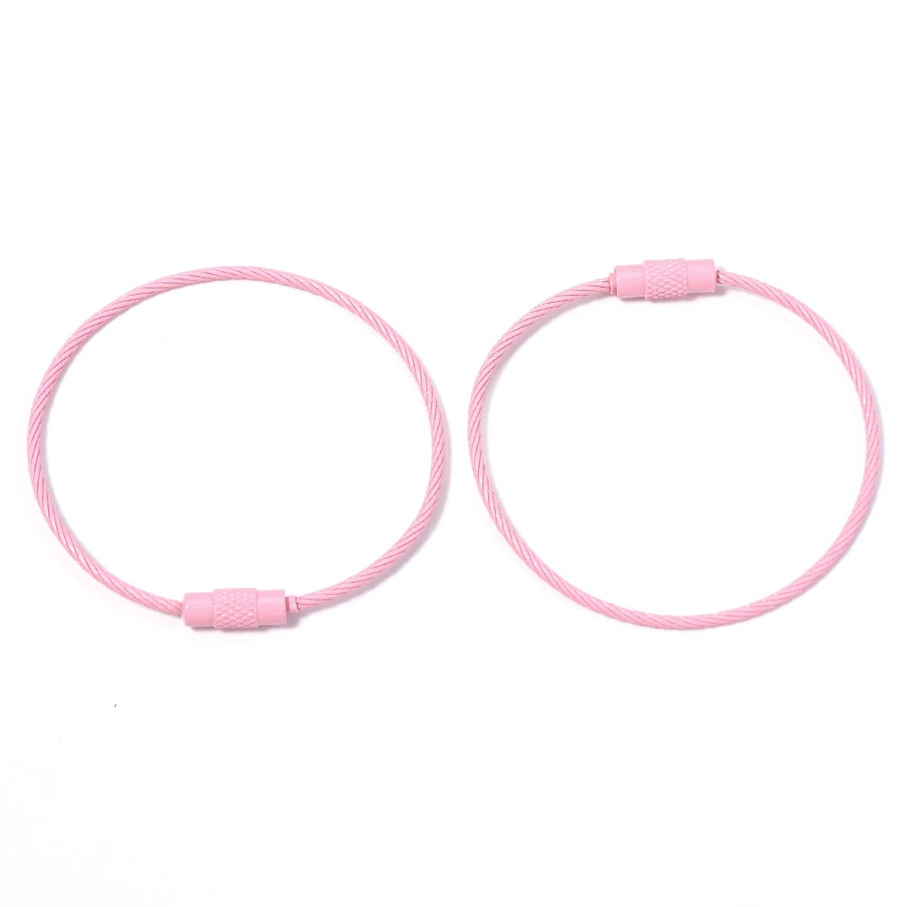 10pcs/lot Stainless Steel Wire Keychains Colorful Round Cable Loop Screw Lock Rope Rings For DIY Keyrings Key Chains Accessories