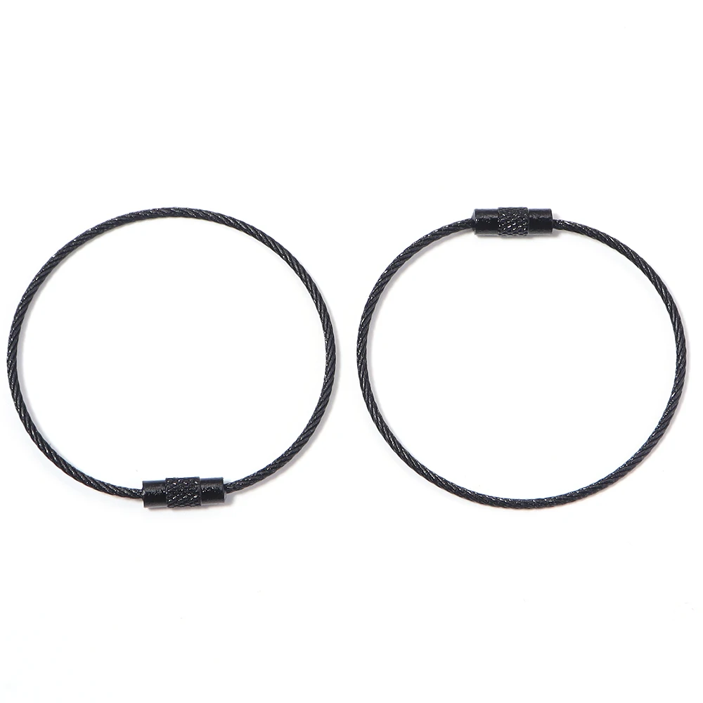 10pcs/lot Stainless Steel Wire Keychains Colorful Round Cable Loop Screw Lock Rope Rings For DIY Keyrings Key Chains Accessories