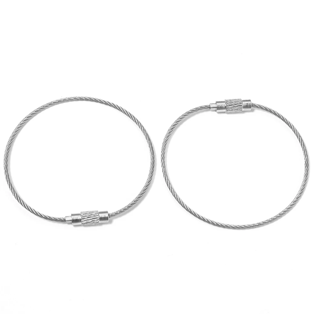 10pcs/lot Stainless Steel Wire Keychains Colorful Round Cable Loop Screw Lock Rope Rings For DIY Keyrings Key Chains Accessories