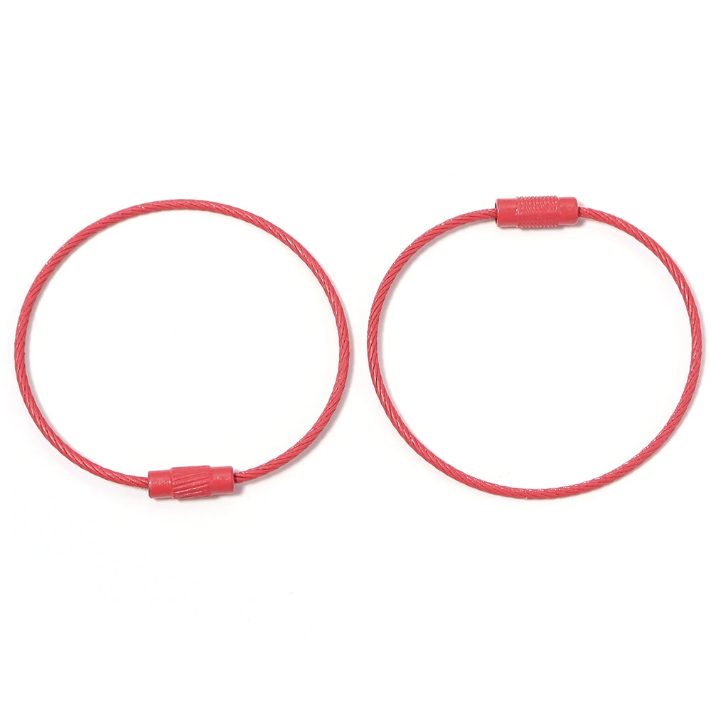 10pcs/lot Stainless Steel Wire Keychains Colorful Round Cable Loop Screw Lock Rope Rings For DIY Keyrings Key Chains Accessories