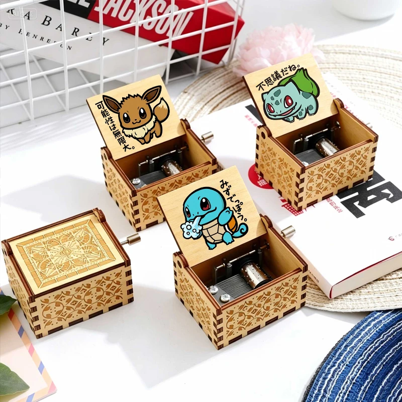 Pok É Mon Music Box Ornaments girl Party Wooden Hand Cranked Musical Box Valentine's Day Birthday Holiday Christmas Gifts Hot