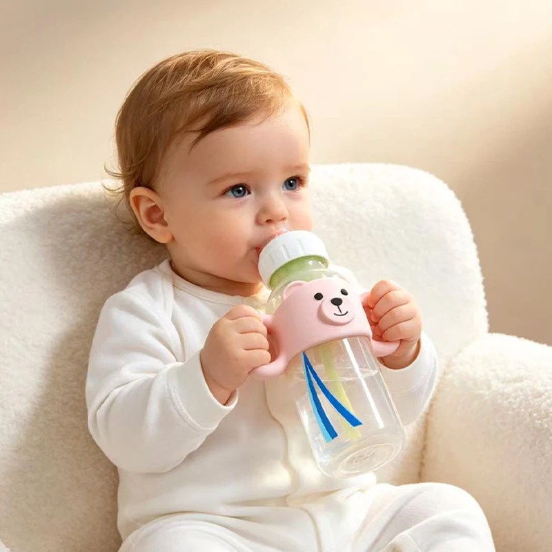 1pc Silicone Baby Bottle Handles, Narrow Straw Bottle Holder, Helps Baby Hold The Bottle, Global Fit, Standard Caliber, Removabl