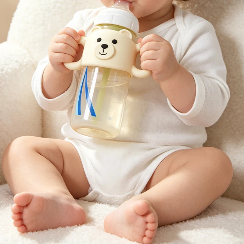 1pc Silicone Baby Bottle Handles, Narrow Straw Bottle Holder, Helps Baby Hold The Bottle, Global Fit, Standard Caliber, Removabl