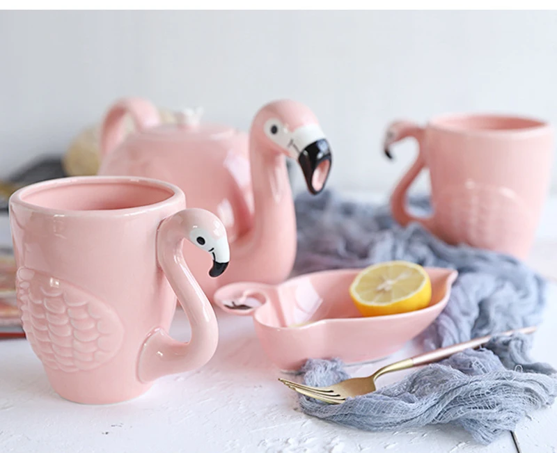 Creative Pink Flamingo Mug Coffee Cup Travel Coffee Mug Ceramic Cups For Coffee Tea Cups And Mugs Pink Flamingo Cup