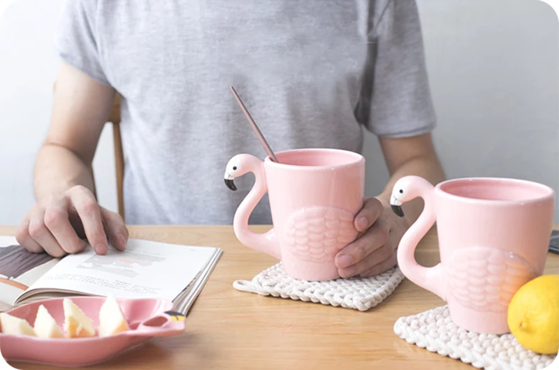 Creative Pink Flamingo Mug Coffee Cup Travel Coffee Mug Ceramic Cups For Coffee Tea Cups And Mugs Pink Flamingo Cup