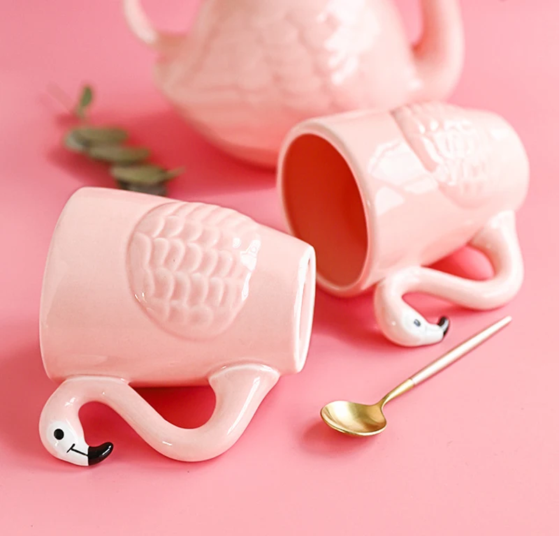 Creative Pink Flamingo Mug Coffee Cup Travel Coffee Mug Ceramic Cups For Coffee Tea Cups And Mugs Pink Flamingo Cup