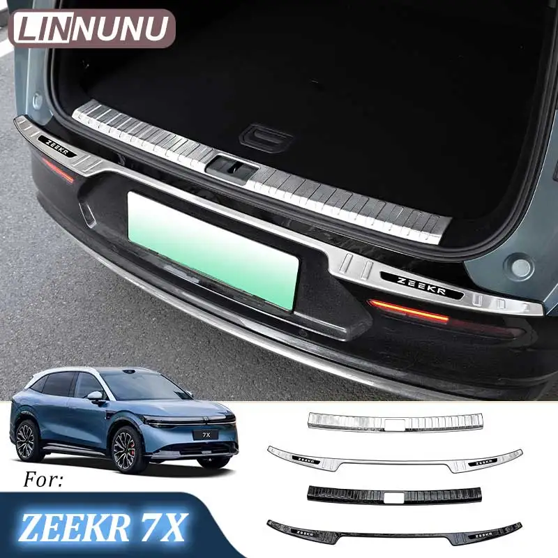 LINNUNU For Zeekr 7x Car Accessories Trunk Protector Sill Plate Rear Bumper Guard Trim Door Cover Stainless Steel Accessories