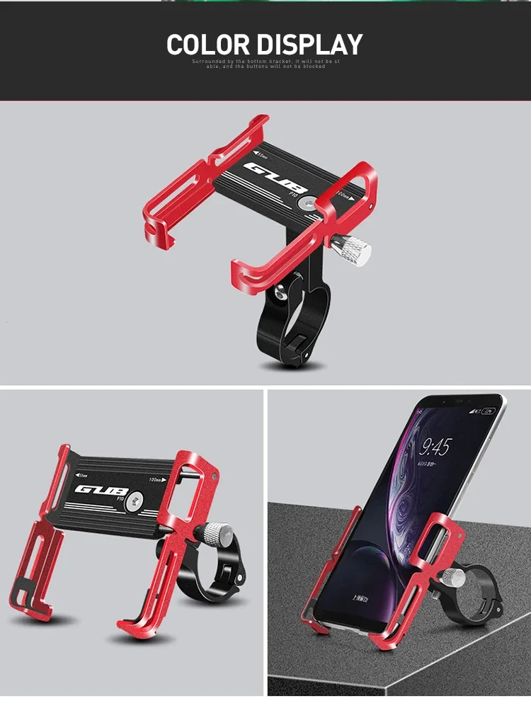 GUB P10 Bike Phone Holder Bracket Aluminum Alloy Motorcycle Bicycle Stand Mount Support Handlebar Clip for 55-100mm
