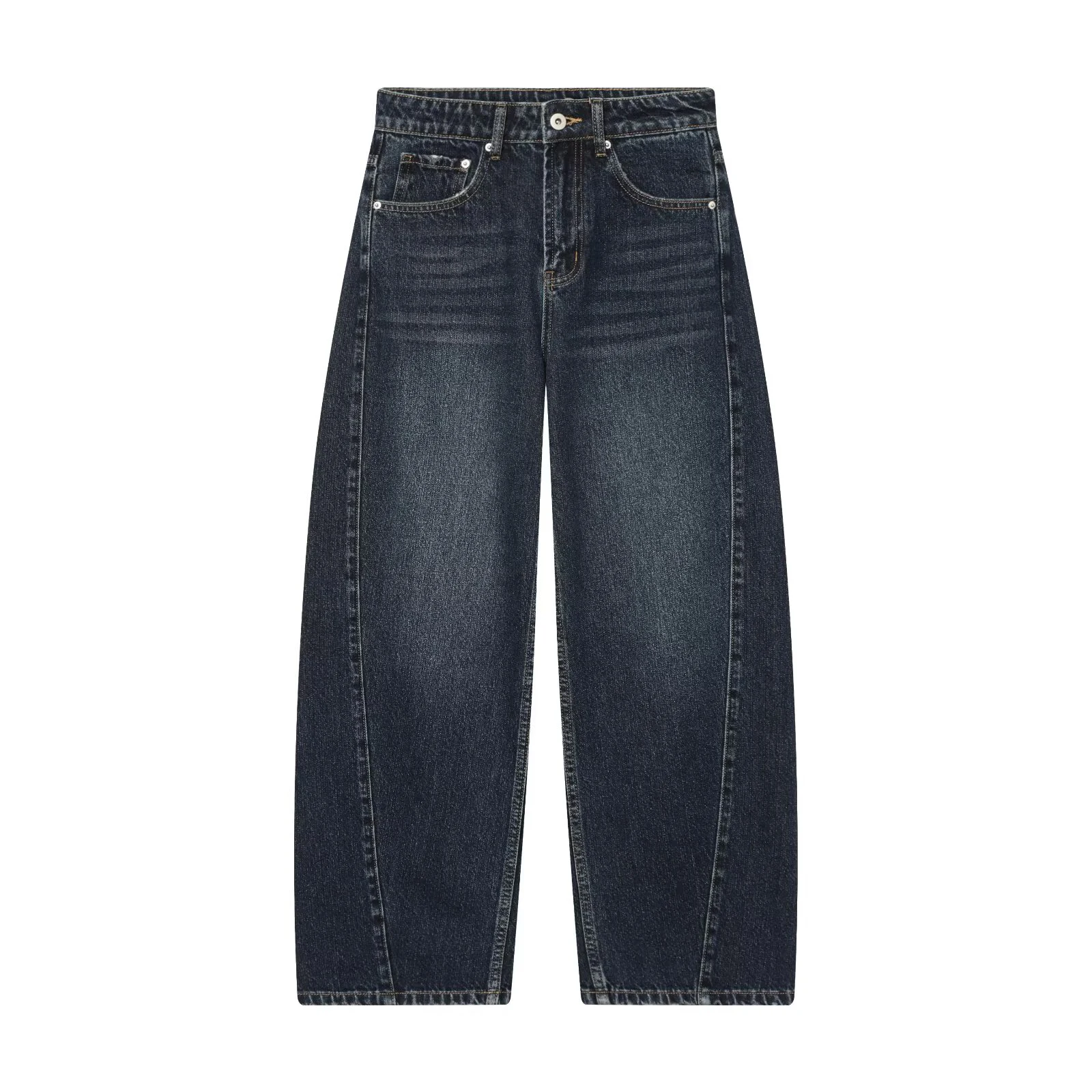 European and American style 2025 winter new women's clothing mid waist balloon version sickle bending knife jeans