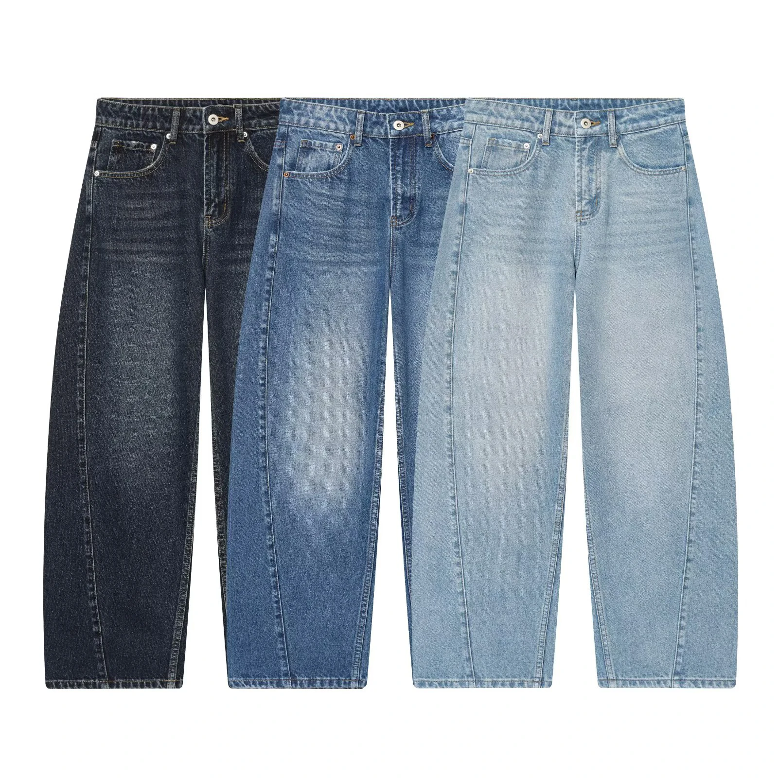 European and American style 2025 winter new women's clothing mid waist balloon version sickle bending knife jeans