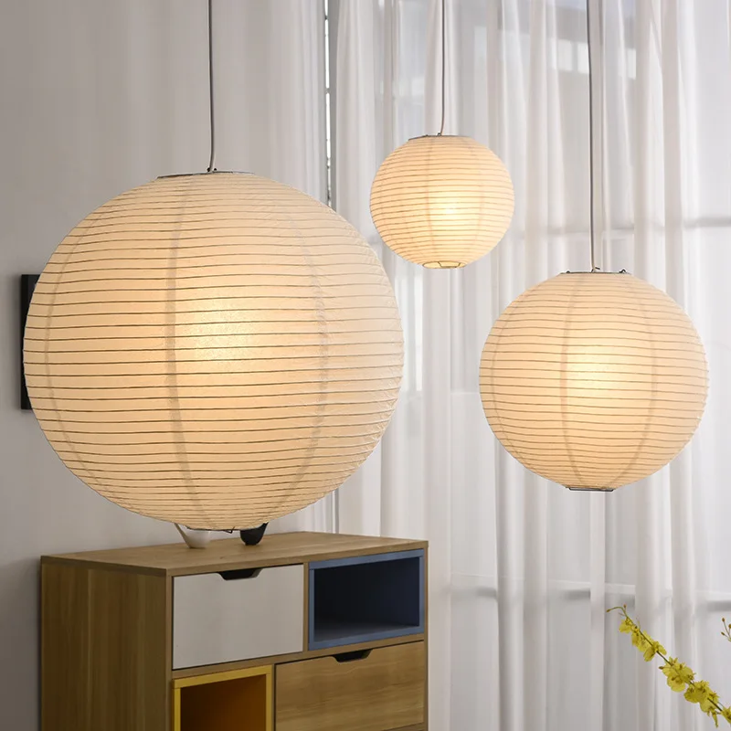 Noguchi Rice Paper Pendant Light Japanese Paper Hanging Lamps Minimalist Model Ceiling Paper Lantern Light for Home/Cafe Decor