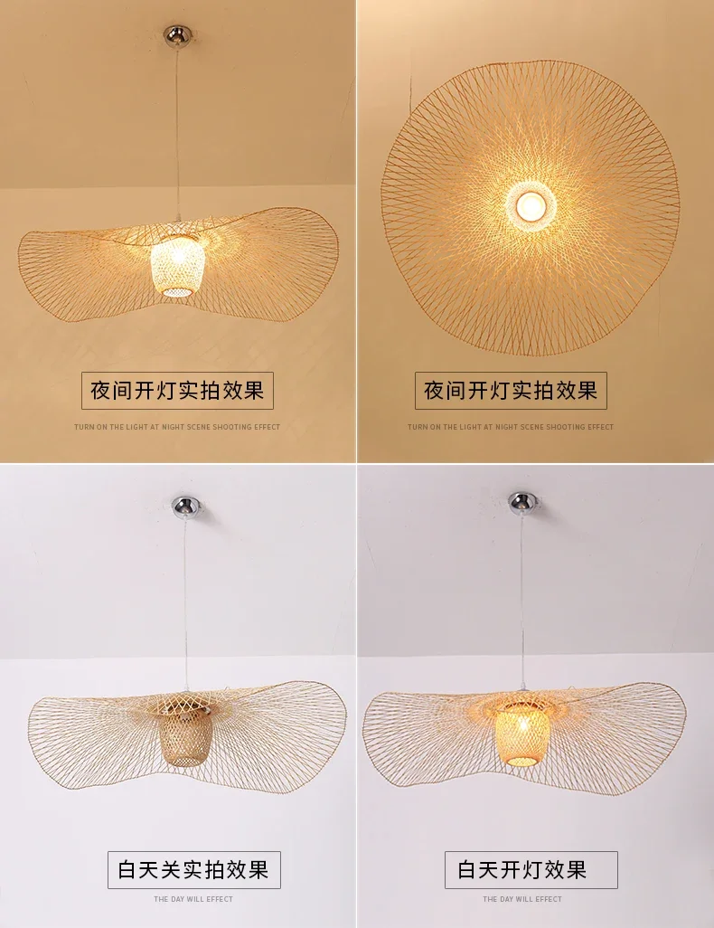 Japanese Wabi Sabi LED Pendant Lights bamboo rattan Suspension Lamps for Living Dining Bedroom Home Decoration Chandelier