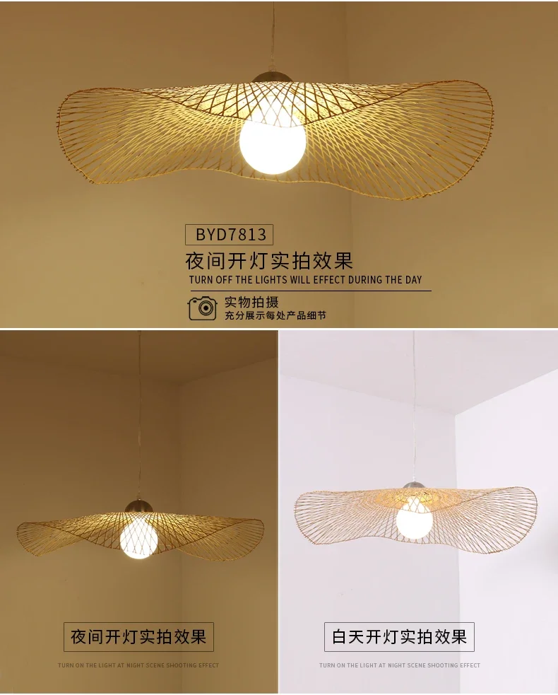 Japanese Wabi Sabi LED Pendant Lights bamboo rattan Suspension Lamps for Living Dining Bedroom Home Decoration Chandelier