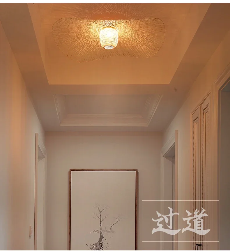 Japanese Wabi Sabi LED Pendant Lights bamboo rattan Suspension Lamps for Living Dining Bedroom Home Decoration Chandelier