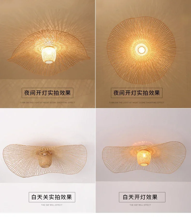 Japanese Wabi Sabi LED Pendant Lights bamboo rattan Suspension Lamps for Living Dining Bedroom Home Decoration Chandelier