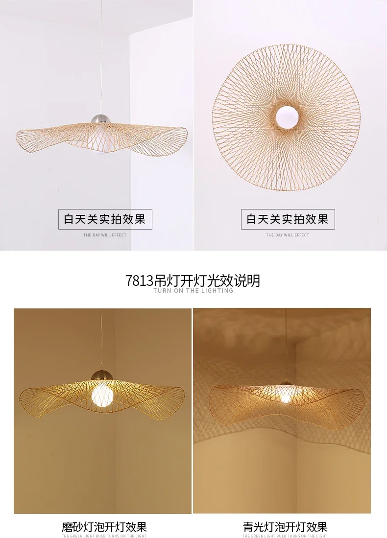 Japanese Wabi Sabi LED Pendant Lights bamboo rattan Suspension Lamps for Living Dining Bedroom Home Decoration Chandelier