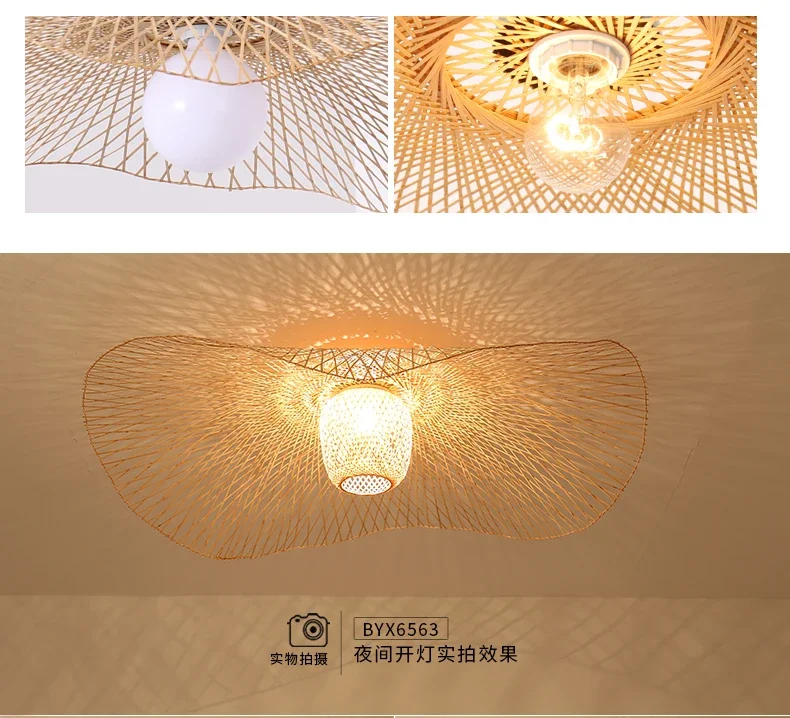 Japanese Wabi Sabi LED Pendant Lights bamboo rattan Suspension Lamps for Living Dining Bedroom Home Decoration Chandelier