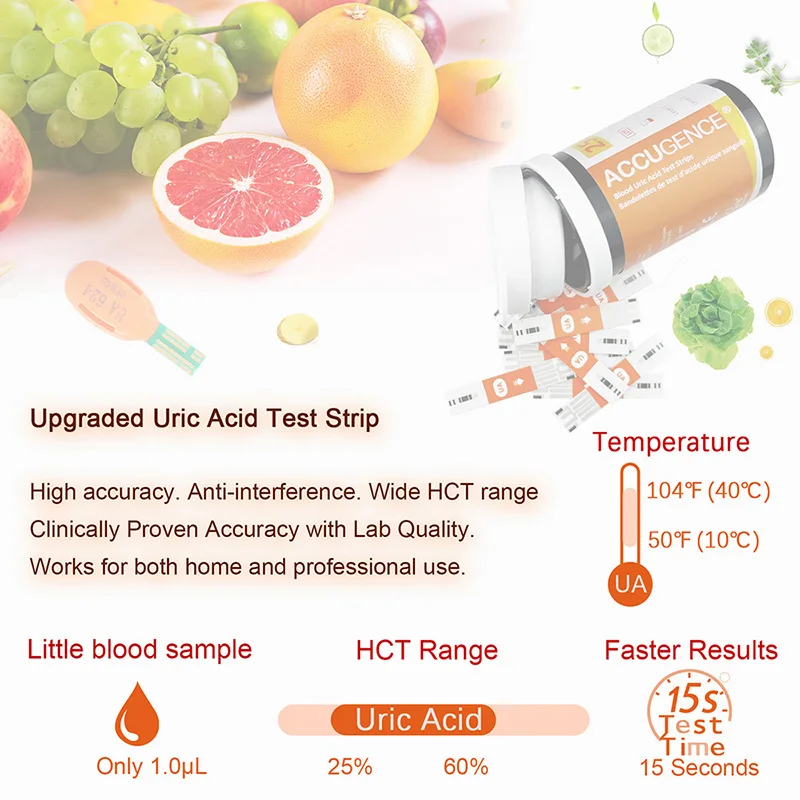 ACCUGENCE Blood Glucose Ketone Hemoglobin Uric Acid Test Strips Diabetes Gout HB Anemia for PM800 PM900 Multifunctional Monitor